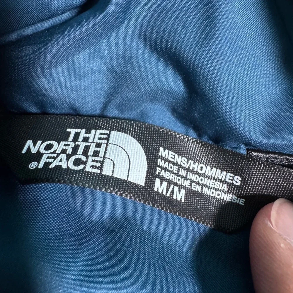 The North Face Puffer Jacket Mens Medium Blue Insulated Full Zip Quilted Coat